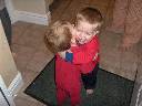 Jacob and Landon hugging