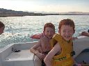 David and Dean on a speed boat
