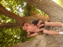 david and alora climb a tree