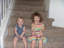 sisters on stairs