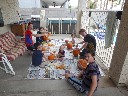 carving pumpkins together